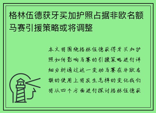 格林伍德获牙买加护照占据非欧名额马赛引援策略或将调整